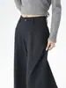 Calça Azul Marinho com Barra Curva Mais Vendida no Xiaohongshu para Mulheres, Nova Calça Casual Primavera 2026, Calça Social Wide Leg Drapeada de Cintura Alta
