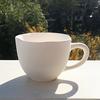 Taza de Café Sencilla, Taza de Agua con Boca Cuadrada y Borde de Encaje, Arcilla de Porcelana Arcilla Blanca Alta Color Bajo Esmalte Cerámica Liangtian Especial Blanco