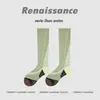 Calcetines Deportivos de Compresión Fina para Yoga de Micro Presión Renaissance para Correr, Saltar la Cuerda, Fitness, Calcetines Largos Rayados en la Pantorrilla
