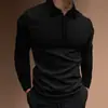 Comércio Exterior Transfronteiriço Europa e Estados Unidos desejam camisa polo masculina de verão esportiva fitness casual gola alta elástica de manga comprida vertical masculino