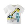 Ropa de niño verano excavadora de gancho vehículo de ingeniería manga corta camiseta de algodón de manga corta para niños estilo coreano entrega de una pieza