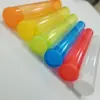 Embalagem de tubo de plástico transparente colorido de PVC, tubo de ensaio de armazenamento com rolha de plástico, tubo redondo rígido multicolorido, amostra grátis disponível