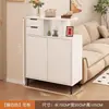 Gabinete de entrada y zapatero de madera maciza integrados para uso doméstico, nuevo gabinete de almacenamiento de doble cara para división de sala de estar, gabinete de almacenamiento estilo crema