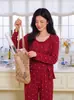 (Bunai VIP) Conjunto de pijama de três peças com design original para outono e inverno, com mangas compridas e calças compridas, moderno para mulheres, pode ser usado fora de casa