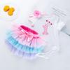 Roupa infantil atacado vestido de aniversário de bebê vestido de princesa manga curta para recém-nascido conjunto de três peças para bebê