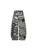 Pantalones vaqueros de camuflaje con estampado de estrellas retro americano, estilo workwear de alta costura para mujer, pantalones acampanados inspirados en el baile de jazz, pantalones largos de pierna ancha
