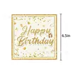 Mantel de Fiesta Dorado con Diamantes Más Vendido de Amazon Platos Desechables de Papel Vasos de Papel Servilletas Decoración para Fiesta de Año Nuevo Vajilla