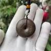 Agarwood Indonesio Hebilla de Paz Tallada por Ambos Lados Material Viejo Agarwood Dragón y Fénix Colgante Auspicioso Collar Colgante Pieza de Mano