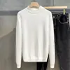 Marca de moda ropa interior de otoño e invierno estilo coreano moderno estilo Hong Kong suéter de cuello semialto para hombre camisa de punto gruesa para base