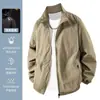 Moda Primavera 2026 Chaqueta para Hombre con Cuello Alto Color Sólido Tallas Grandes Holgada Rompevientos para Exteriores Chaqueta de Secado Rápido Moderna