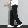 Calça de Veludo Cotelê Masculina Primavera Outono Marca Tendência Caimento Solto Perna Reta Calça de Moletom Perna Larga Esportiva Casual Longa