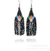Pendientes de cuentas de estilo bohemio europeo y americano color tejido a mano borla larga pendientes de cuentas Miyuki venta al por mayor