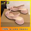 Sandalias de Falda Versátiles Francesas con Lazo Elegantes Sandalias de Punta Abierta para Commuter para Mujer Nuevo Estilo Primavera y Verano 2025