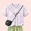Conjunto de Dos Piezas para Niñas Nuevo de Verano Estilo Universitario Lindo Top Redondo de Manga Corta y Falda Versátil Dulce con Lazo y Pastel