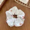Lazo para el Cabello de Encaje Plisado de Lunares Coreanos con Pequeñas Flores Rojas Cuerda para Cola de Caballo Fresca y Versátil de Primavera y Verano Accesorios para el Cabello Nuevo Estilo