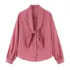 Camisa a rayas casual suelta para mujer, nueva de primavera 2026, con detalle de bufanda, 5029191 - AliExpress Transfronterizo