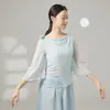 Blusa de Gasa Clásica con Cuello Fluido, Top de Malla, Conjunto de Práctica de Danza China, Disfraz de Danza de Malla Etéreo