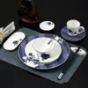 Vajilla de Hotel China Vajilla de Cerámica Hueso de China Juego de Tres Piezas Plato, Plato Hondo, Cuchara y Taza Restaurante Club Restaurante Juego de Restaurante