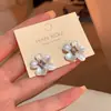 Pendientes de Flor Fresca y Dulce con Circonita Super Flash para Mujer Diseño de Nicho Pendientes de Alta Gama Joyería de Oreja Moderna y Versátil