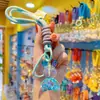 Llavero de resina con gradiente de color transparente de conejito para coche, llavero lindo para mujer, pareja, colgante de bolsa, adornos para teléfono móvil