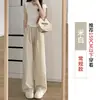 Pantalones de pierna ancha de seda de hielo Yamamoto para mujer, delgados de verano, casuales, holgados, estilo relajado, cintura alta, adelgazantes, secado rápido, rectos