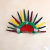Día del Niño Tocado de Plumas Salvajes Halloween Danza Sombrero de Jefe Indio Juego de Rol Estilo de Sombrero Hecho a Mano