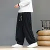 Calça Reta Plus Size Primavera/Outono 2026, Calça Casual Estilo Chinês, Calça Longa Solta Masculina, Calça Harem Tie-Dye Versátil de Veludo