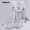 Bufanda Larga de Gasa con Figura de Urraca Primus para Primavera para Mujer Chal Exterior Delgado Regalo Barato Protección Solar para Primavera y Verano Arena