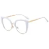 Gafas de ojo de gato lisas retro europeas y americanas marco medio de plástico dorado en la ceja marco grande gafas de ojo de gato marco redondo de moda gafas con luz azul anti-luz azul