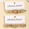 Set de aretes geométricos de plata vintage transfronterizos para mujer, aretes de aro redondos de perla a la moda, nuevo set de aretes