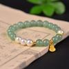 Pulseira de Aventurina Natural com Contas Redondas de Estilo Antigo, Clara e Úmida, Cor Verde Claro Fresca para DIY, Pulseira de Jade Genuíno