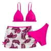 2024 Novo Maiô Infantil Dividido Europeu e Americano Bikini Feminino de Três Peças Maiô de Rede Bikini Infantil Feminino