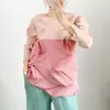 Camiseta feminina plissada Miyake, plissado irregular, color block, plissado diamante, modelagem slim, comprimento médio, jaqueta plissada longa rosa, plissados Miyake