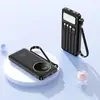 Carregador portátil 10000mAh de alta capacidade com carregamento rápido de 22,5W, cordão de 4 cabos embutido e luz de camping