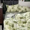 Juego de ropa de cama de verano de cuatro piezas, funda de edredón se vende por separado, sábana individual para cama de dormitorio de estudiante, juego de tres piezas de algodón lavado para una persona