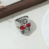 Nuevo Anillo de Calavera Estilo Europeo y Americano de Huajie, Anillo Vintage de Cabeza de Fantasma Agrietada, Anillo Popular Estilo Rock para Hombre