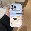 Funda de Teléfono con Temática de Gatos Adecuada para iPhone 17 Pro, Apple 16, con Bordes Redondeados, Ventana Grande, Cubierta Protectora de Cuero, Alto Valor Estético