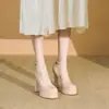 Sapatos de salto alto com salto grosso e plataforma, saltos altos de 11CM, sapatos Mary Jane rasos de outono 2026 para todas as estações