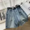 Shorts de Mezclilla Rasgados para Mujer Verano 2025 Nuevos Tallas Grandes Chica Gordita Delgado Rectos Pantalones de Cinco Puntos Hot Pants