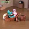 Miniaturas de sereia e gatinho para paisagens em miniatura, brinquedos de banho, decorações DIY para casas de boneca, enfeites de pendurar e pequenas peças decorativas