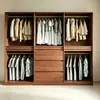 Armario de Madera Maciza Color Nogal Negro con Cuatro, Cinco o Seis Puertas, Adecuado para Hogares Grandes y Pequeños, con Cajones, Armario de Dormitorio Minimalista Moderno, Transfronterizo