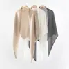 ¡Cachemira lujosa! Bufanda 100% cachemira, estilo otoño/invierno para mujer, chal grande triangular tejido, color liso, diseño simple