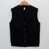 Cardigan V-Neck de Sarja de Algodão Americano de Alta Qualidade, Lado Duplo, Cor Sólida, Sem Mangas, Corte Solto, Colete Casual Unissex para Jovens Mulheres e Homens