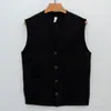 Cardigan Gola V Americano de Sarja de Algodão Espesso Masculino Cuidadosamente Selecionado, Cor Sólida, Toque de Luxo, Colete Casual Masculino Jovem Feminino