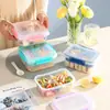 Lonchera de ensalada de frutas para estudiante con cierre de plástico, transparente, apta para microondas, multi-compartimento, lonchera sellada