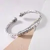 Pulsera Brazalete Abierto Sólido Trenzado Sánscrito de Seis Palabras Transfronterizo Europeo y Americano para Hombres y Mujeres, Personalidad Vintage con Estilo Chino