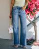 Estação Independente Exportação Cor Clara Jeans Simples para Mulheres Amazon Cross-Border Lavado Calça de Cintura Alta Wide Leg em Estoque