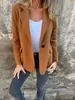 Suministro exclusivo transfronterizo para AliExpress europeo y americano: popular blazer de otoño e invierno para mujer, de un solo botón, con solapa y textura de lana sintética