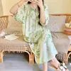 Camisola de Seda de Algodão para Mulheres, Novo Vestido de Verão Estilo Chinês, Vestido de Seda de Algodão Que Pode Ser Usado Fora, Roupa de Casa de Alto Padrão Extra Longa para Primavera e Outono