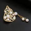Broche de Calabaza Hueca con Perlas para Mujer, Accesorio de Ropa de Lujo de Alta Gama, Pin Ceñidor de Cintura, Broche de Joyería